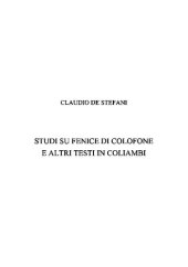 book Studi su Fenice di Colofone e altri testi in coliambi