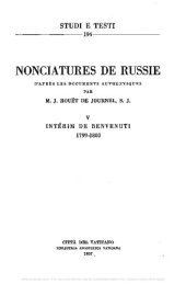 book Nonciatures de Russie (rist. anast.). Intérim de Benvenuti (1799-1803)