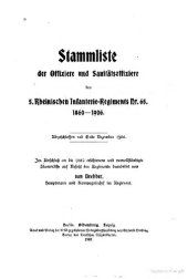 book Stammliste der Offiziere und Sanitätsoffiziere des 5. Rheinischen Infanterie-Regiments Nr. 65 1860 - 1906