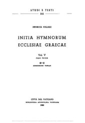 book Initia hymnorum Ecclesiae graecae. PH-O