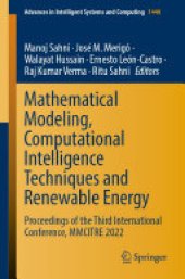 book Mathematical Modeling, Computational Intelligence Techniques and Renewable Energy: Proceedings of the Third International Conference, MMCITRE 2022