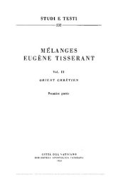 book Mélanges Eugène Tisserant. Orient Chrétien. Première partie