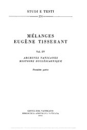 book Mélanges Eugène Tisserant. Archives vaticanes. Histoire ecclésiastique. Première partie