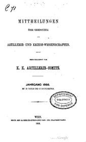 book Mitteilungen über Gegenstände der Artillerie- und Kriegs-Wissenschaften