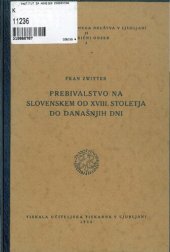 book Prebivalstvo na Slovenskem od XIII. stoletja do današnjih dni