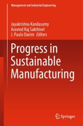 book Progress in Sustainable Manufacturing