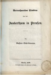 book Retrospektive Studien über das Junkertum in Preußen