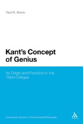 book Kant's Concept of Genius: Its Origin and Function in the Third Critique