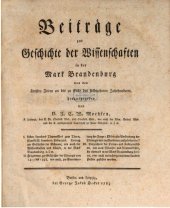 book Beiträge zur Geschichte der Wissenschaften in der Mark Brandenburg von den ältesten Zeiten bis zu Ende des sechzehnten Jahrhunderts