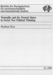 book Neutrality and the Neutral States in Soviet New Political Thinking