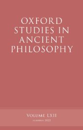 book Oxford Studies in Ancient Philosophy