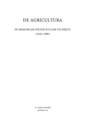 book De Agricultura: In Memoriam Pieter Willem de Neeve