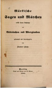 book Märkische Sagen und Märchen nebst einem Anhange von Gebräuchen und Aberglauben