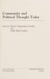 book Community and Political Thought Today