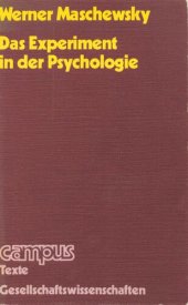 book Das Experiment in der Psychologie