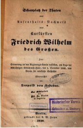 book Schauplatz der Taten oder Aufenthalts-Nachweis des Kurfürsten Friedrich Wilhelm des Großen