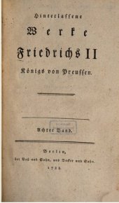 book Hinterlassene Werke Friedrichs II., Königs von Preußen