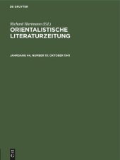 book Orientalistische Literaturzeitung: Jahrgang 44, Number 10 Oktober 1941