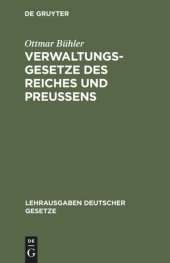 book Verwaltungsgesetze des Reiches und Preußens