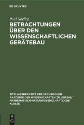 book Betrachtungen über den wissenschaftlichen Gerätebau