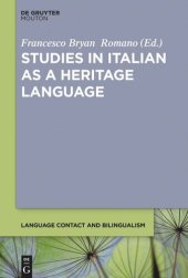 book Studies in Italian as a Heritage Language