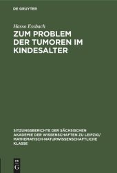 book Zum Problem der Tumoren im Kindesalter