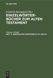 book Einzelwörterbücher zum Alten Testament: Heft 2 Hebräisches Wörterbuch zu Jesaja