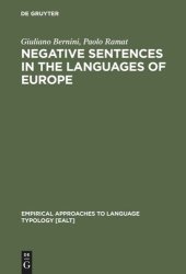 book Negative Sentences in the Languages of Europe: A Typological Approach