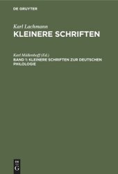 book Kleinere Schriften: Band 1 Kleinere Schriften zur deutschen Philologie