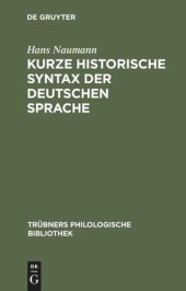 book Kurze historische Syntax der deutschen Sprache