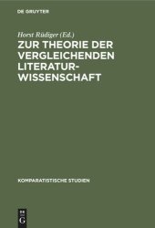 book Zur Theorie der vergleichenden Literaturwissenschaft