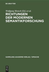 book Richtungen der modernen Semantikforschung