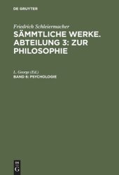 book Sämmtliche Werke. Abteilung 3: Zur Philosophie: Band 6 Psychologie