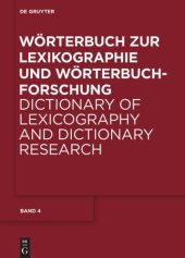 book Wörterbuch zur Lexikographie und Wörterbuchforschung: Band 4 V – Z; Nachträge und Gesamtregister A – H