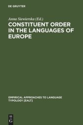 book Eurotyp: 1 Constituent Order in the Languages of Europe