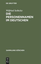 book Die Personennamen im Deutschen