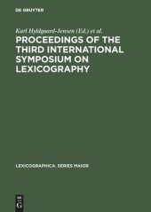 book Proceedings of the Third International Symposium on Lexicography: May 14–16, 1986, at the University of Copenhagen