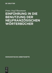 book Einführung in die Benutzung der neufranzösischen Wörterbücher