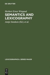 book Semantics and Lexicography: Selected Studies (1976-1996)