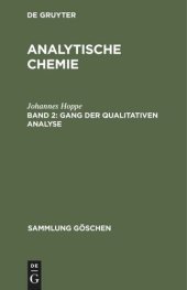 book Analytische Chemie: Band 2 Gang der qualitativen Analyse