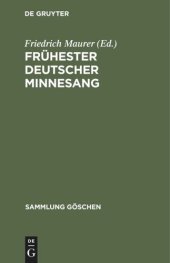 book Frühester deutscher Minnesang