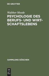 book Psychologie des Berufs- und Wirtschaftslebens