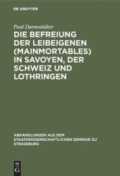 book Die Befreiung der Leibeigenen (mainmortables) in Savoyen, der Schweiz und Lothringen