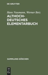 book Althochdeutsches Elementarbuch: Grammatik und Texte