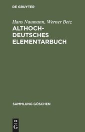 book Althochdeutsches Elementarbuch: Grammatik und Texte