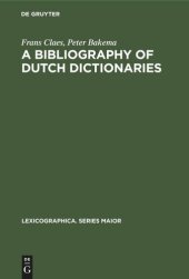 book A Bibliography of Dutch Dictionaries