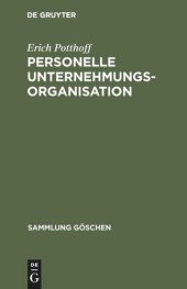 book Personelle Unternehmungsorganisation