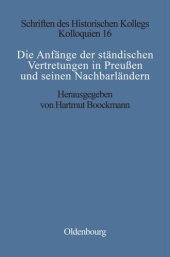 book Die Anfänge der ständischen Vertretungen in Preußen und seinen Nachbarländern