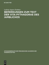 book Bemerkungen zum Text der Vita Pythagorae des Iamblichos