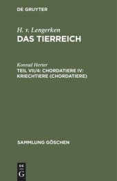 book Das Tierreich: Teil VII/4 Chordatiere IV: Kriechtiere (Chordatiere)